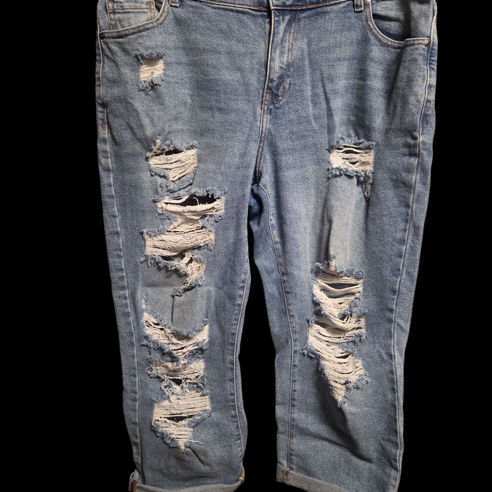 Lane Bryant Blue Boyfriend Jeans Distressed Casual